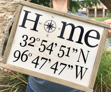 Load image into Gallery viewer, Compass Rose Home Sign: Latitude and Longitude (GPS) Coordinates, Housewarming, Dorm Decor,  Wedding Gift
